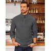 COOFANDY Men’s Fleece Quarter Zip Pullover Long Sleeve Mock Neck Sweatshirt(Dark Grey)