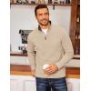 COOFANDY Men’s Fleece Quarter Zip Pullover Long Sleeve Mock Neck Sweatshirt(Khaki)