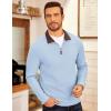 COOFANDY Men’s Fleece Quarter Zip Pullover Long Sleeve Mock Neck Sweatshirt(Light Blue)