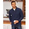COOFANDY Men’s Fleece Quarter Zip Pullover Long Sleeve Mock Neck Sweatshirt(Navy Blue)