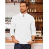 COOFANDY Men’s Fleece Quarter Zip Pullover Long Sleeve Mock Neck Sweatshirt(White)
