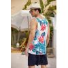 COOFANDY Men’s Floral Tank Top Sleeveless Tees All Over Print Casual Sport T-Shirts Hawaii Beach Vacation(2 Pack-black/White)