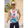 COOFANDY Men’s Floral Tank Top Sleeveless Tees All Over Print Casual Sport T-Shirts Hawaii Beach Vacation(2 Pack-black/White)