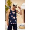 COOFANDY Men’s Floral Tank Top Sleeveless Tees All Over Print Casual Sport T-Shirts Hawaii Beach Vacation(2 Pack-black(b)/White)