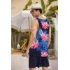COOFANDY Men’s Floral Tank Top Sleeveless Tees All Over Print Casual Sport T-Shirts Hawaii Beach Vacation(Navy Blue)
