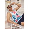 COOFANDY Men’s Floral Tank Top Sleeveless Tees All Over Print Casual Sport T-Shirts Hawaii Beach Vacation(White)