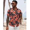 COOFANDY Mens Hawaiian Shirt Short Sleeve Button Down Shirts Tropical Floral Summer Beach Shirts(Orange-floral)