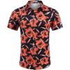 COOFANDY Mens Hawaiian Shirt Short Sleeve Button Down Shirts Tropical Floral Summer Beach Shirts(Orange-floral)