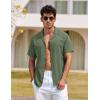 COOFANDY Mens Hawaiian Shirt Short Sleeve Buttoon Down Shirts Casual Tropical Floral Summer Linen Shirts(Army Green)