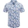 COOFANDY Mens Hawaiian Shirt Short Sleeve Buttoon Down Shirts Casual Tropical Floral Summer Linen Shirts(Blue Floral)