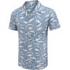 COOFANDY Mens Hawaiian Shirt Short Sleeve Buttoon Down Shirts Casual Tropical Floral Summer Linen Shirts(Blue Shark)