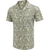 COOFANDY Mens Hawaiian Shirt Short Sleeve Buttoon Down Shirts Casual Tropical Floral Summer Linen Shirts(Celadon Green Leaves)