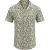 COOFANDY Mens Hawaiian Shirt Short Sleeve Buttoon Down Shirts Casual Tropical Floral Summer Linen Shirts(Celadon Green Leaves)