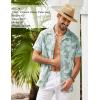 COOFANDY Mens Hawaiian Shirt Short Sleeve Buttoon Down Shirts Casual Tropical Floral Summer Linen Shirts(Celadon Green- Palm Leaf)