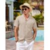 COOFANDY Mens Hawaiian Shirt Short Sleeve Buttoon Down Shirts Casual Tropical Floral Summer Linen Shirts(Khaki)