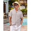 COOFANDY Mens Hawaiian Shirt Short Sleeve Buttoon Down Shirts Casual Tropical Floral Summer Linen Shirts(Light Gray)