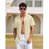 COOFANDY Mens Hawaiian Shirt Short Sleeve Buttoon Down Shirts Casual Tropical Floral Summer Linen Shirts(Light Khaki)