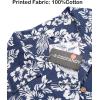 COOFANDY Mens Hawaiian Shirt Short Sleeve Buttoon Down Shirts Casual Tropical Floral Summer Linen Shirts(Navy Floral)