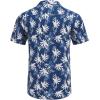 COOFANDY Mens Hawaiian Shirt Short Sleeve Buttoon Down Shirts Casual Tropical Floral Summer Linen Shirts(Navy Leaves)