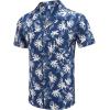 COOFANDY Mens Hawaiian Shirt Short Sleeve Buttoon Down Shirts Casual Tropical Floral Summer Linen Shirts(Navy Leaves)