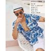COOFANDY Mens Hawaiian Shirt Short Sleeve Buttoon Down Shirts Casual Tropical Floral Summer Linen Shirts(Palm Leaf-blue)