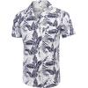 COOFANDY Mens Hawaiian Shirt Short Sleeve Buttoon Down Shirts Casual Tropical Floral Summer Linen Shirts(Palm Leaf-blue&white)