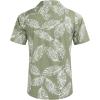 COOFANDY Mens Hawaiian Shirt Short Sleeve Buttoon Down Shirts Casual Tropical Floral Summer Linen Shirts(Palm Leaf-green)