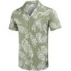 COOFANDY Mens Hawaiian Shirt Short Sleeve Buttoon Down Shirts Casual Tropical Floral Summer Linen Shirts(Palm Leaf-green)