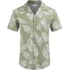 COOFANDY Mens Hawaiian Shirt Short Sleeve Buttoon Down Shirts Casual Tropical Floral Summer Linen Shirts(Palm Leaf-green)
