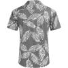 COOFANDY Mens Hawaiian Shirt Short Sleeve Buttoon Down Shirts Casual Tropical Floral Summer Linen Shirts(Palm Leaf-grey)