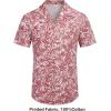 COOFANDY Mens Hawaiian Shirt Short Sleeve Buttoon Down Shirts Casual Tropical Floral Summer Linen Shirts(Palm Leaf-red)