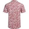 COOFANDY Mens Hawaiian Shirt Short Sleeve Buttoon Down Shirts Casual Tropical Floral Summer Linen Shirts(Palm Leaf-red)