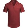 COOFANDY Mens Hawaiian Shirt Short Sleeve Buttoon Down Shirts Casual Tropical Floral Summer Linen Shirts(Wine Red)