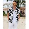 COOFANDY Mens Hawaiian Shirts Short Sleeve Button Down Shirt Casual Summer Beach Shirts Floral Tropical Vacation Resort Wear(Black & White)