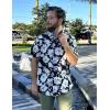 COOFANDY Mens Hawaiian Shirts Short Sleeve Button Down Shirt Casual Summer Beach Shirts Floral Tropical Vacation Resort Wear(Black & White)