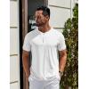 COOFANDY Men’s Henley Shirts Cotton Short Sleeve Casual T-Shirt Button Henley Basic Tee Lightweight Summer Top(All White)