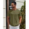 COOFANDY Men’s Henley Shirts Cotton Short Sleeve Casual T-Shirt Button Henley Basic Tee Lightweight Summer Top(Army Green)