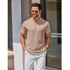 COOFANDY Men’s Henley Shirts Cotton Short Sleeve Casual T-Shirt Button Henley Basic Tee Lightweight Summer Top(Light Khaki)