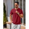 COOFANDY Men’s Henley Shirts Cotton Short Sleeve Casual T-Shirt Button Henley Basic Tee Lightweight Summer Top(Wine Red)