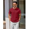 COOFANDY Men’s Henley Shirts Cotton Short Sleeve Casual T-Shirt Button Henley Basic Tee Lightweight Summer Top(Wine Red)