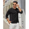 COOFANDY Men’s Henley Shirts Long Sleeve Casual Maverick Slub Henley T-Shirts Lightweight Basic Tee(01-black)