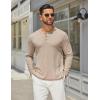 COOFANDY Men’s Henley Shirts Long Sleeve Casual Maverick Slub Henley T-Shirts Lightweight Basic Tee(01-light Khaki)