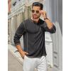 COOFANDY Men’s Henley Shirts Long Sleeve Casual Maverick Slub Henley T-Shirts Lightweight Basic Tee(02-dark Gray)