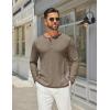 COOFANDY Men’s Henley Shirts Long Sleeve Casual Maverick Slub Henley T-Shirts Lightweight Basic Tee(02-khaki)