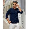 COOFANDY Men’s Henley Shirts Long Sleeve Casual Maverick Slub Henley T-Shirts Lightweight Basic Tee(02-navy Blue)