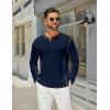 COOFANDY Men’s Henley Shirts Long Sleeve Casual Maverick Slub Henley T-Shirts Lightweight Basic Tee(02-navy Blue)