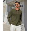 COOFANDY Men’s Henley Shirts Long Sleeve Casual Maverick Slub Henley T-Shirts Lightweight Basic Tee(Army Green)