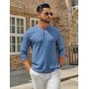 COOFANDY Men’s Henley Shirts Long Sleeve Casual Maverick Slub Henley T-Shirts Lightweight Basic Tee(Blue)