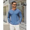COOFANDY Men’s Henley Shirts Long Sleeve Casual Maverick Slub Henley T-Shirts Lightweight Basic Tee(Blue)