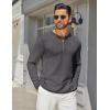 COOFANDY Men’s Henley Shirts Long Sleeve Casual Maverick Slub Henley T-Shirts Lightweight Basic Tee(Dark Gray)